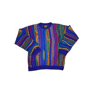 Vintage 90s Emaroo Australia Coogi Style 3D Cotton Sweater Womens Small Bright